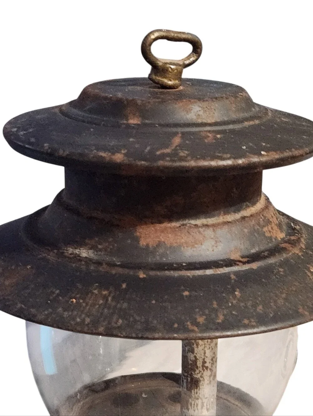 Vintage Humphrey Gas Light Lantern w/ Glass Globe Metal Tabletop Camping SHTF